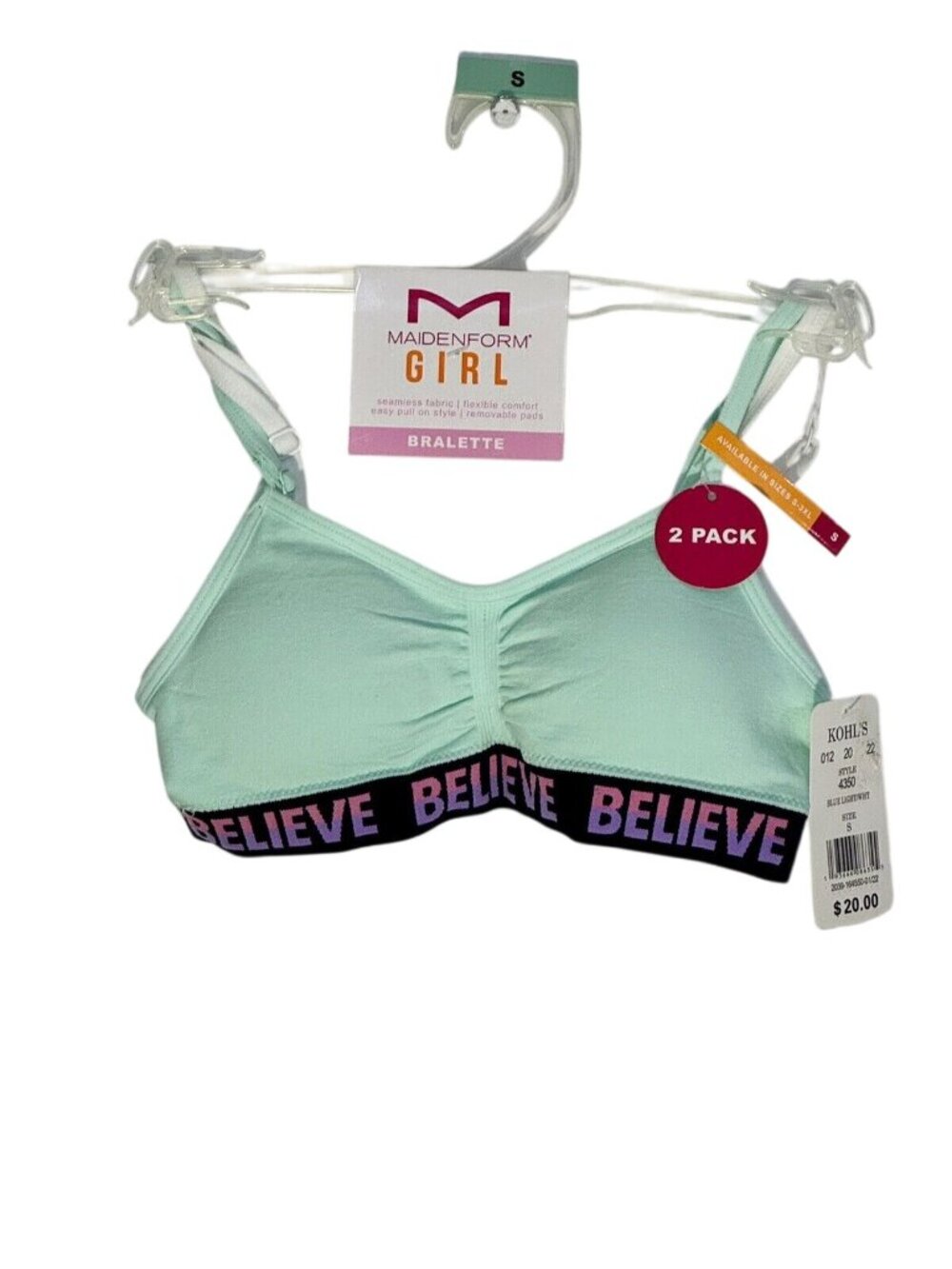 Maidenform Girl Bralette Size S/30 6/6X Set Of 2, New w/Tag